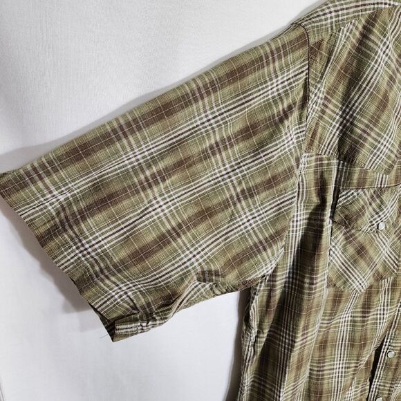 Eagle Crest Men's Shirt Size XLT Green Pearl Snap Up Plaid Western Short Sleeve - Picture 6 of 9